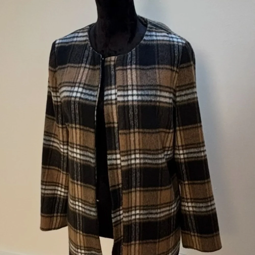 Plaid Women's Jacket - Black and Brown ELLE FASHION BRAND - Picture 2 of 10